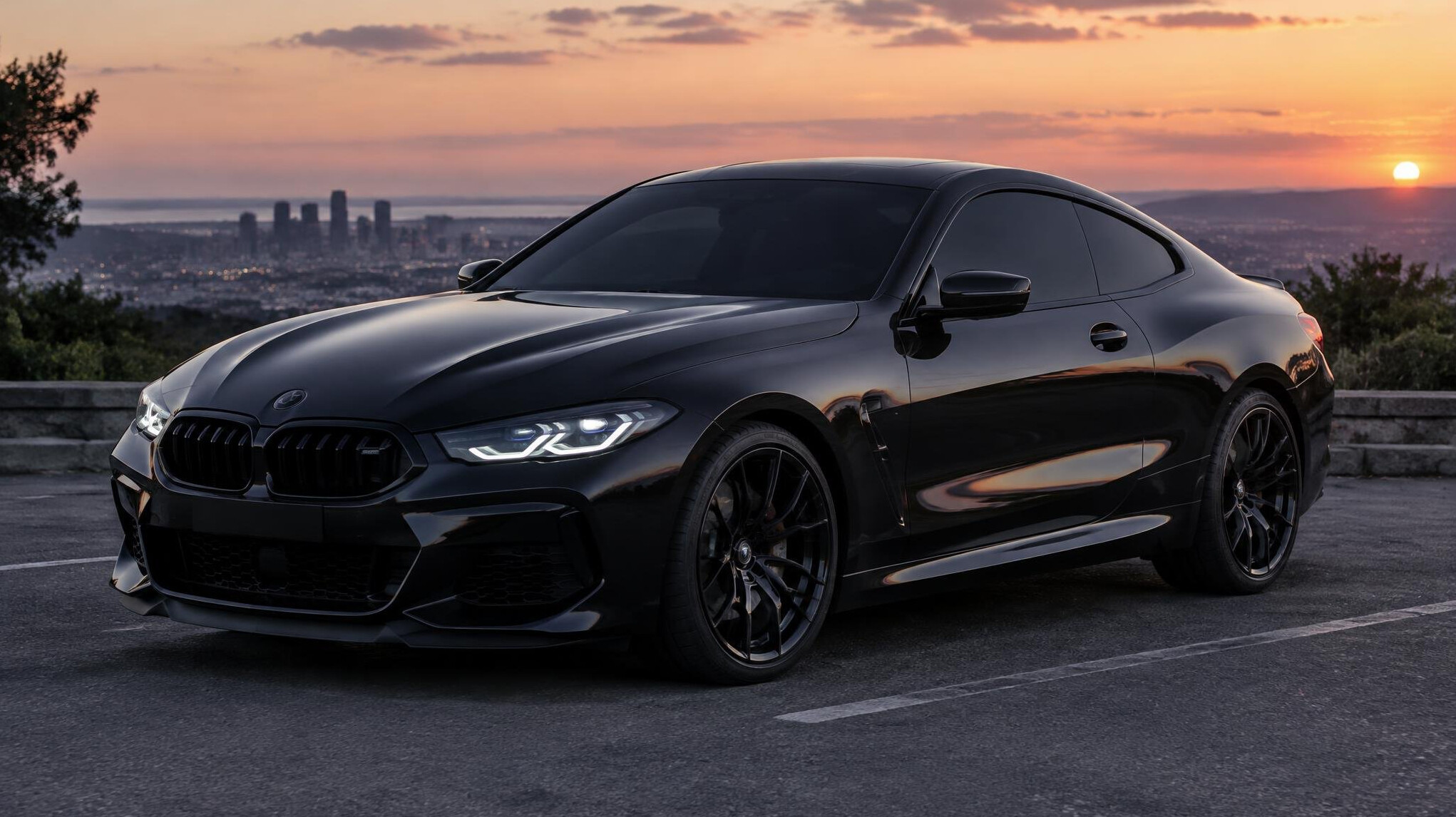 Sports coupe with dark tinted windows