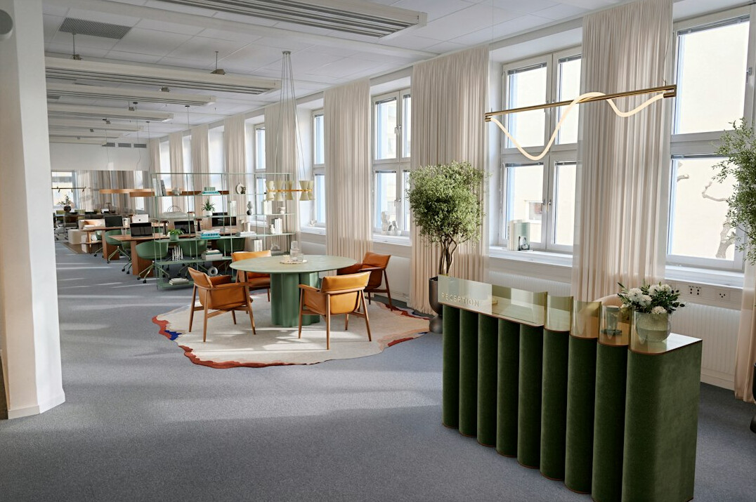 Bright office with large windows